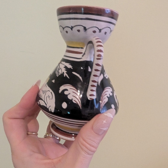 Handcrafted Black and White Ceramic Vase - Picture 3 of 9